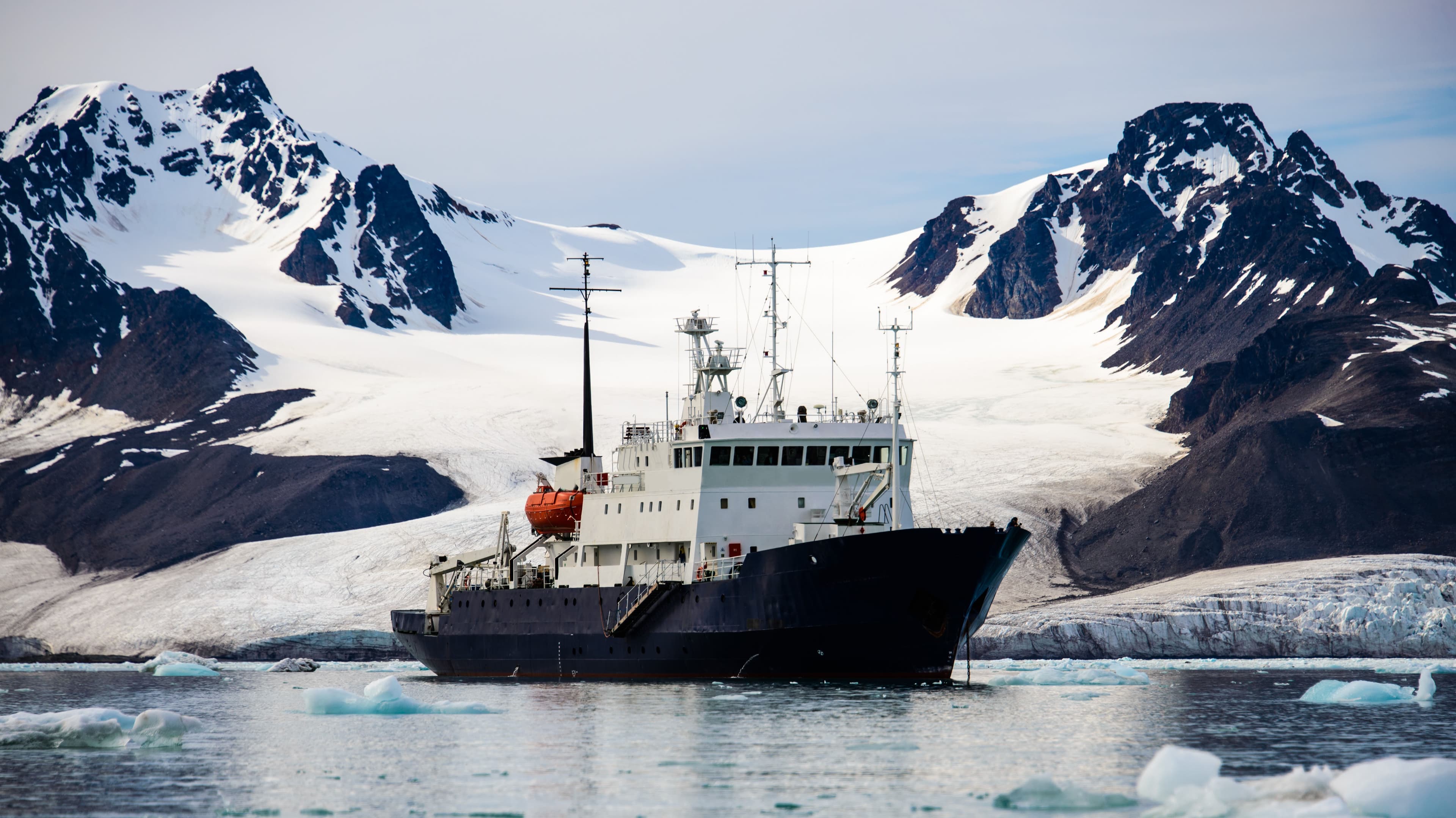 Expedition ship in Antarctica